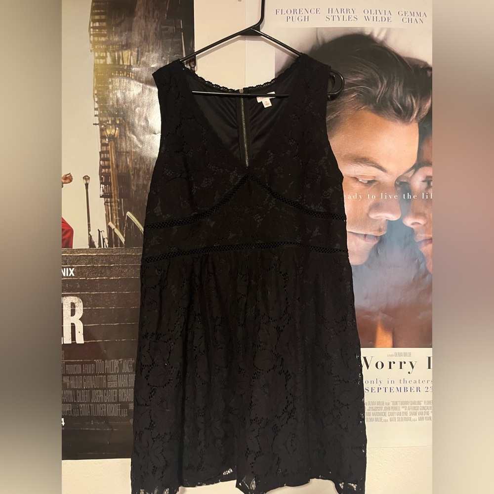Black Lace Sleeveless A-Line Dress